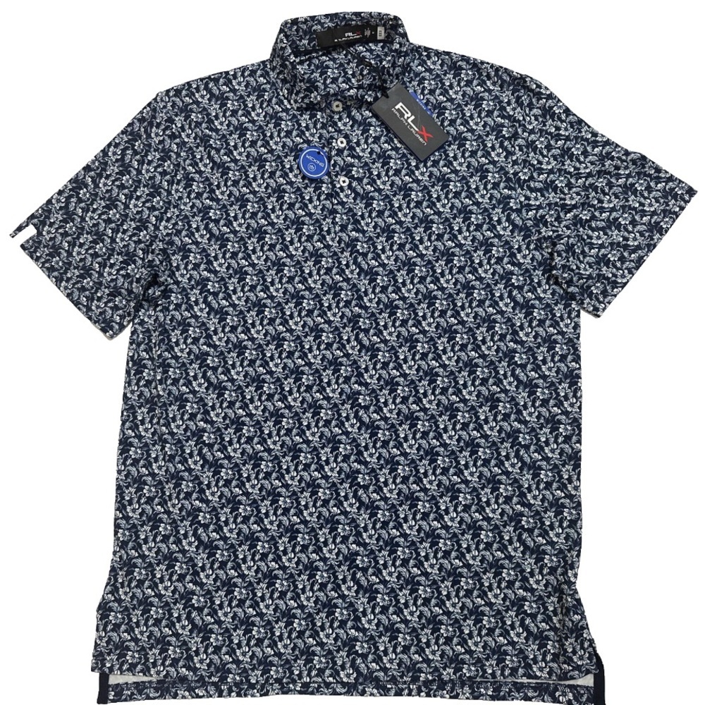 RLX Ralph Lauren Printed Lightweight Airflow Jersey Navy Floral Mens Polo